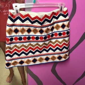 red white navy skirt